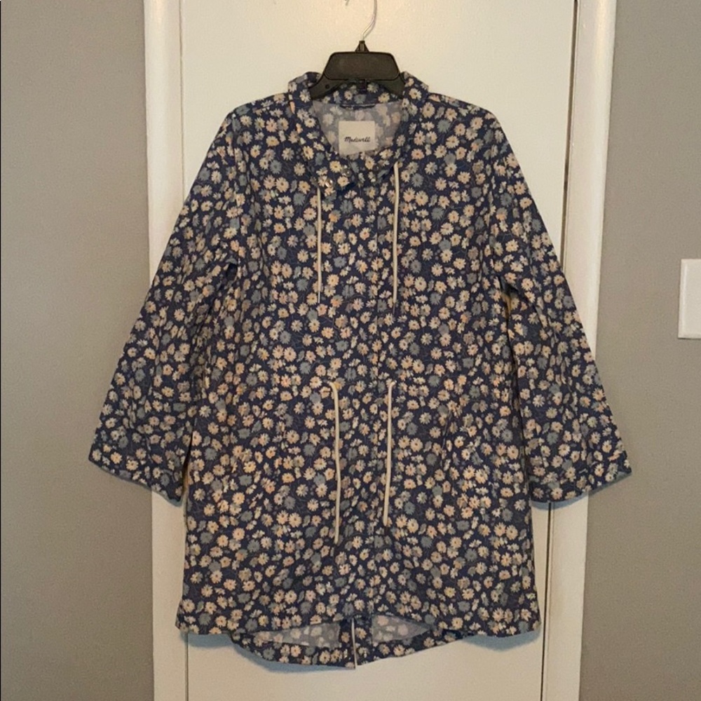 Madewell Floral Long Raincoat